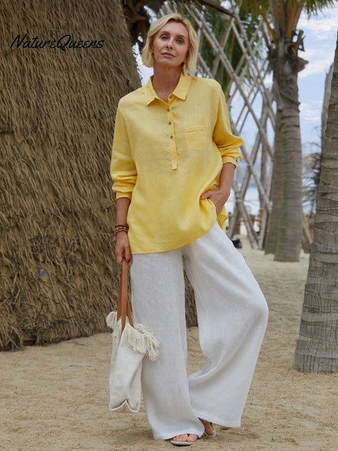 Women's Casual 100%Linen Shirt