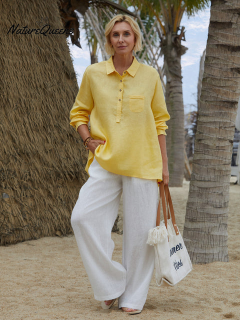 Women's Casual 100%Linen Shirt