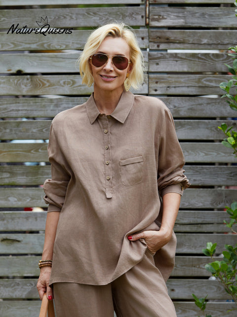 Women's Casual 100%Linen Shirt