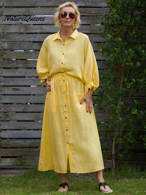 Women's 100%  Linen Pocket Skirt