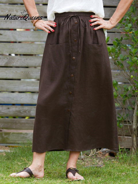 Women's 100%  Linen Pocket Skirt