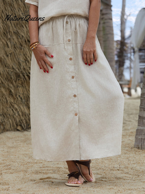 Women's 100%  Linen Pocket Skirt