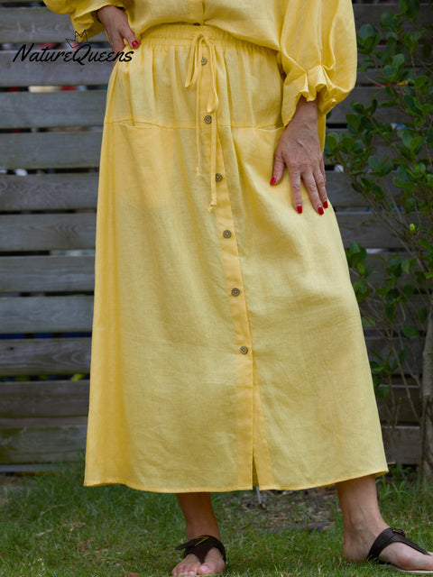 Women's 100%  Linen Pocket Skirt