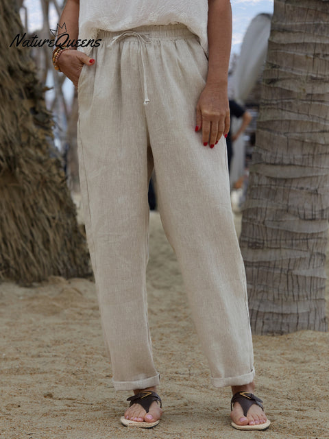 Women's 100% Linen Casual Pants
