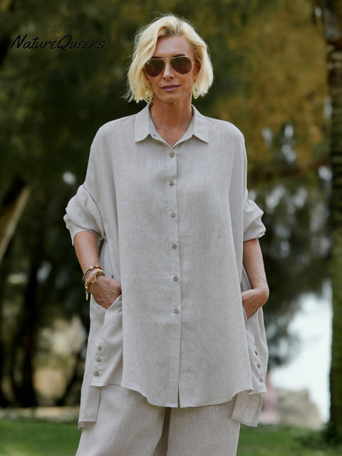 Women's Causul 100% Linen Shirt
