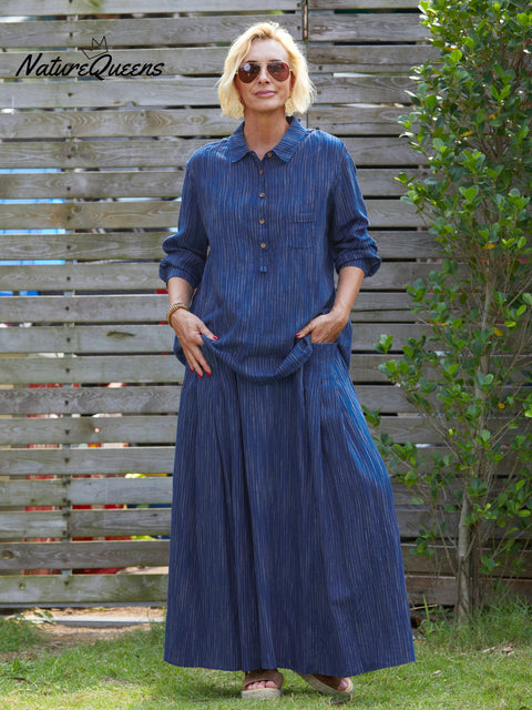Women's 100% Linen Pocket Skirt