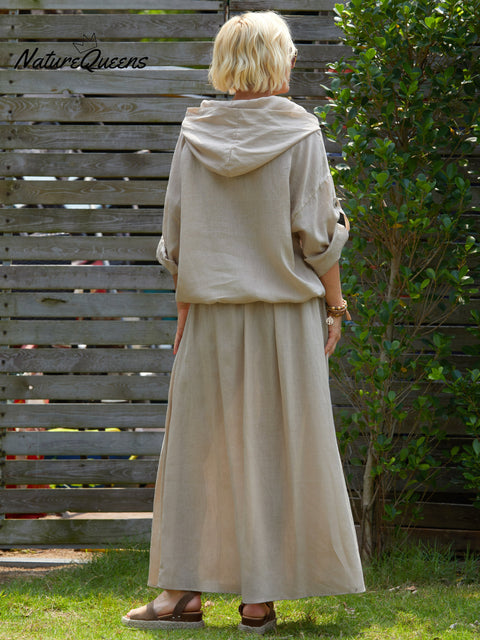 Women's 100% Linen Pocket Skirt