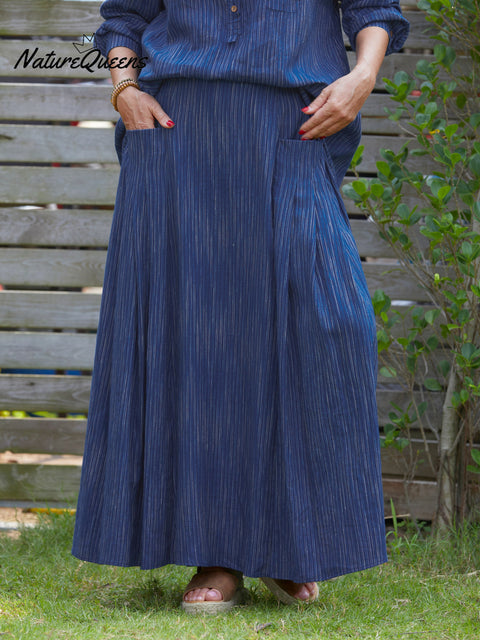 Women's 100% Linen Pocket Skirt