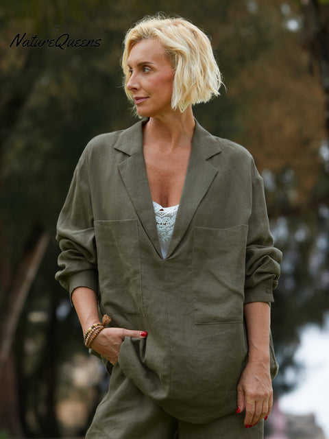 Women's Casual 100% Linen Shirt