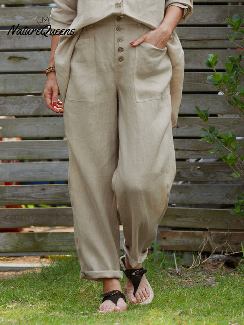 Women's 100% Linen Casual Pants