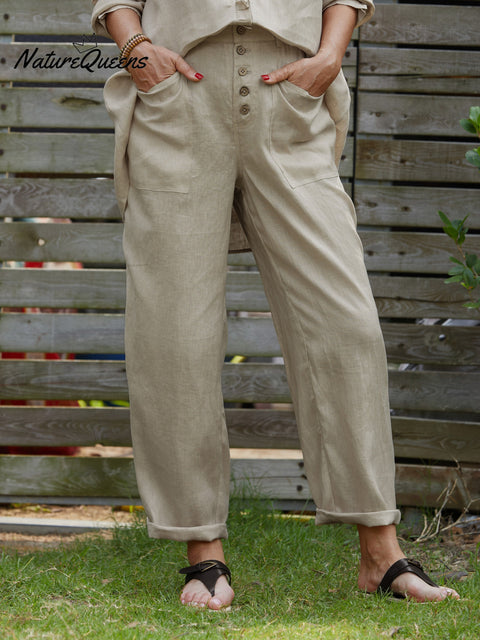 Women's 100% Linen Casual Pants