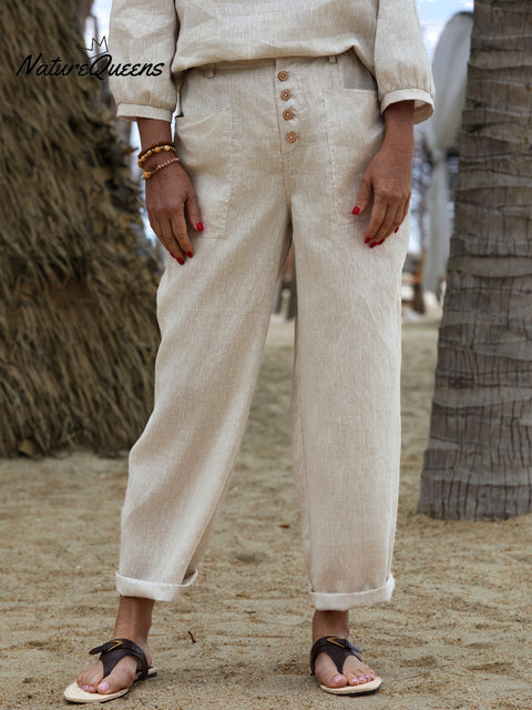 Women's 100% Linen Casual Pants