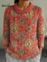 Women's Casual Peter Pan Collar 3/4 Sleeve Sweater