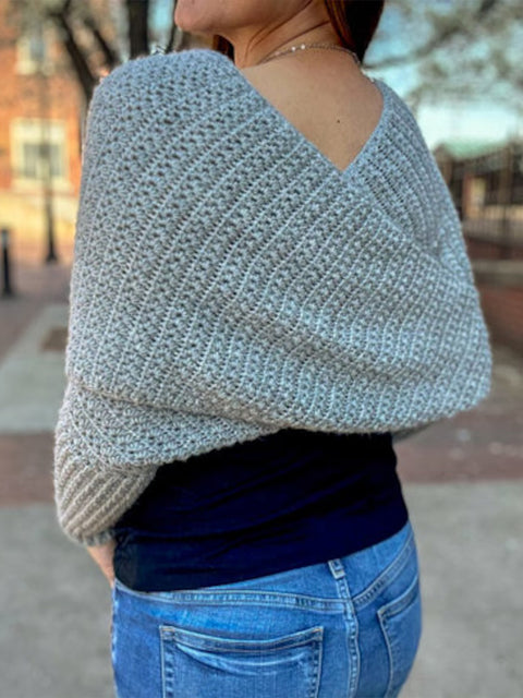 Multifunctional Long-sleeved Hollow Knitted Shawl