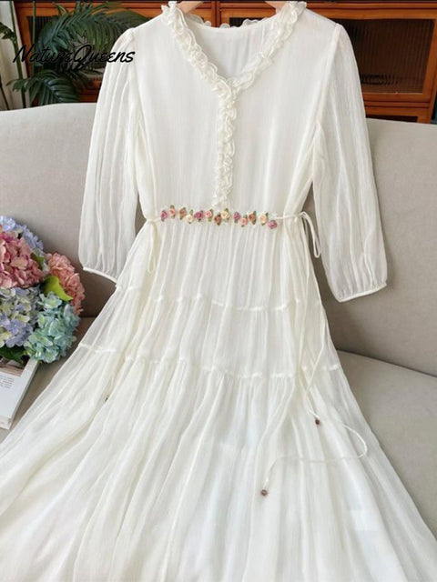 Women's 3/4 Sleeve Silk Dress