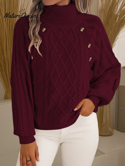 Knit Turtleneck Pullover Sweater