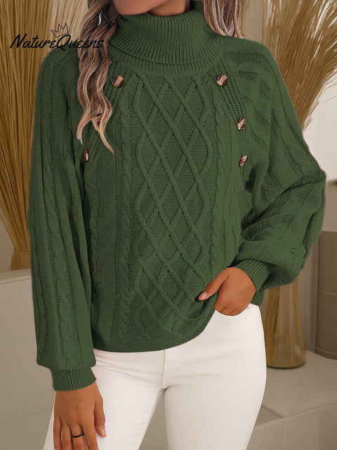 Knit Turtleneck Pullover Sweater