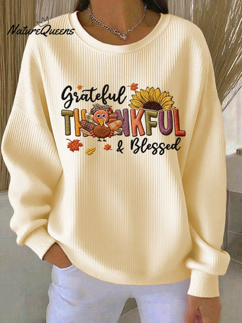 Women's casual autumn Thanksgiving turkey texture sweatshirt