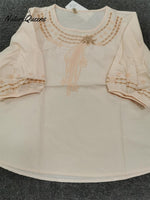 Embroidered Art Retro Half Sleeve Shirt