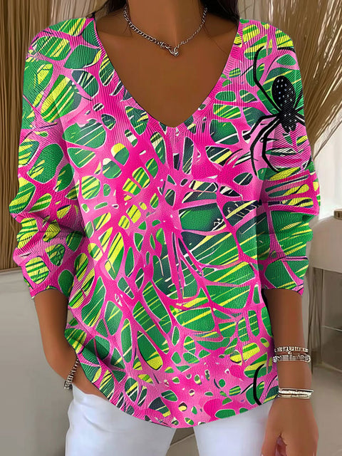 Women's Preppy Autumn Pumpkins Fall Halloween Casual Print Pullover Sweater