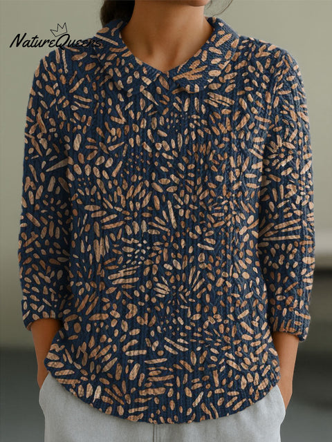 Women's Flowers Casual Peter Pan Collar 3/4 Sleeve Sweater