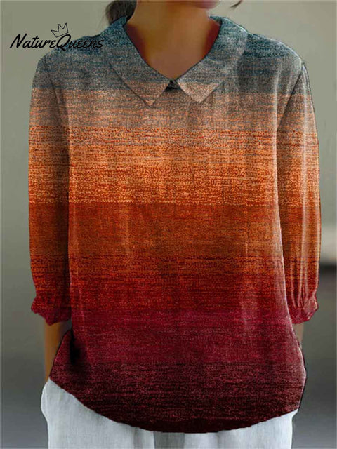 Women's Autumn Gradient Striped Casual Pullover Sweater