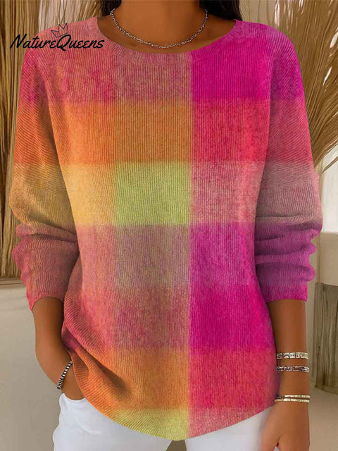 Women's Gradient Striped Casual Pullover Sweater