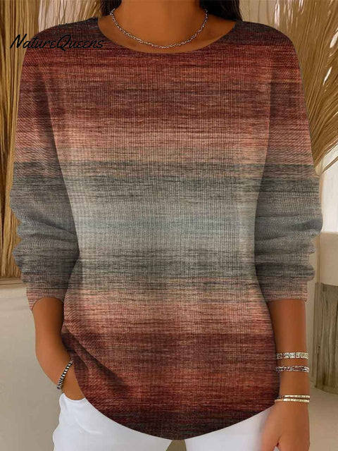 Women's Gradient Striped Casual Pullover Sweater