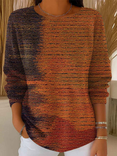 Women's Gradient Striped Casual Pullover Sweater
