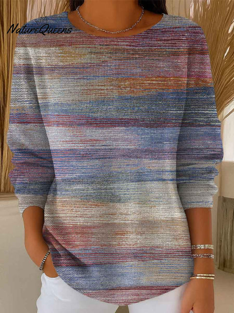 Women's Gradient Striped Casual Pullover Sweater