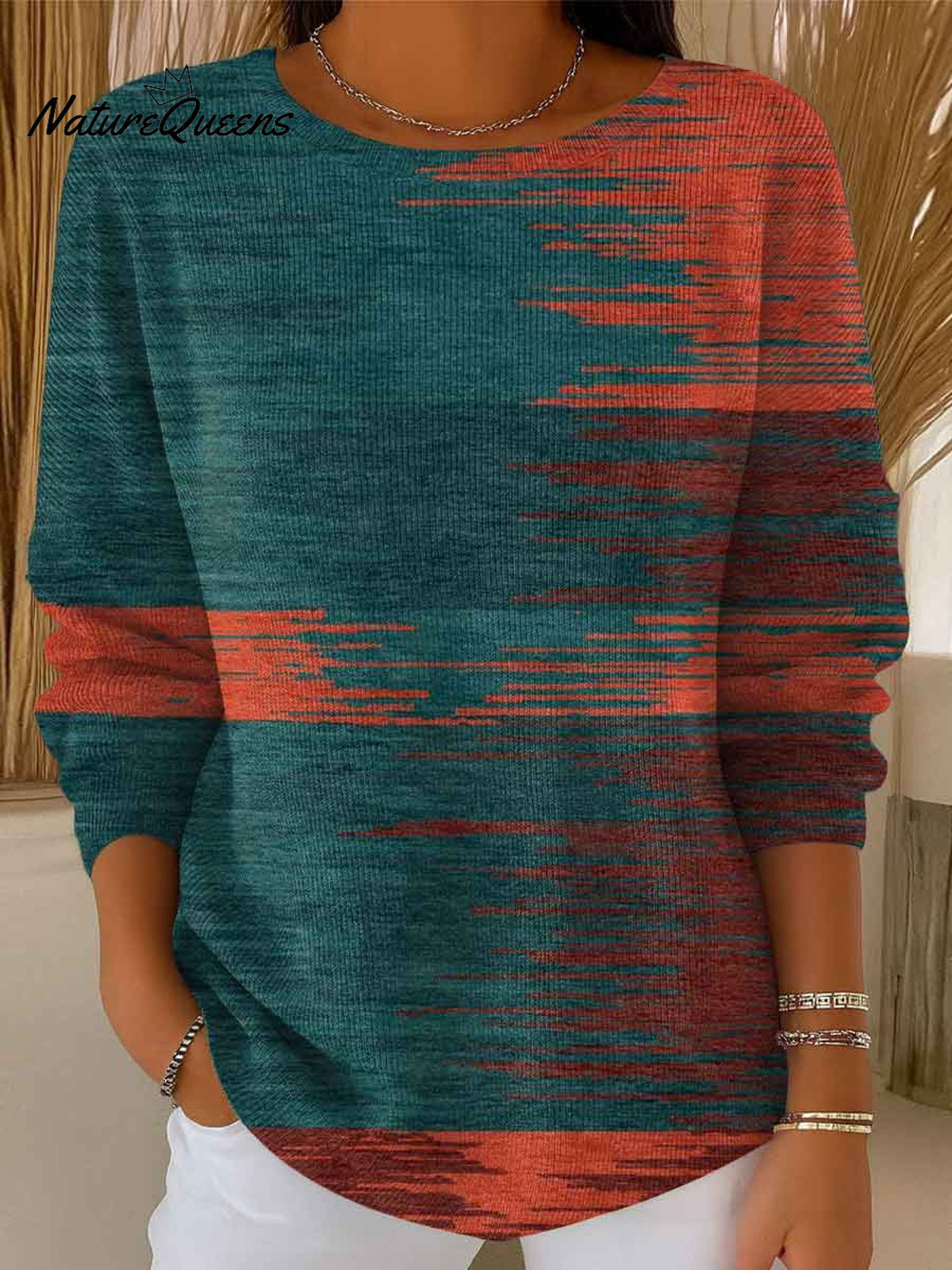 Women's Gradient Striped Casual Pullover Sweater