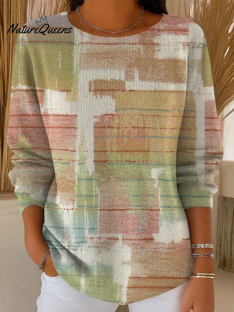 Women's Gradient Striped Casual Pullover Sweater