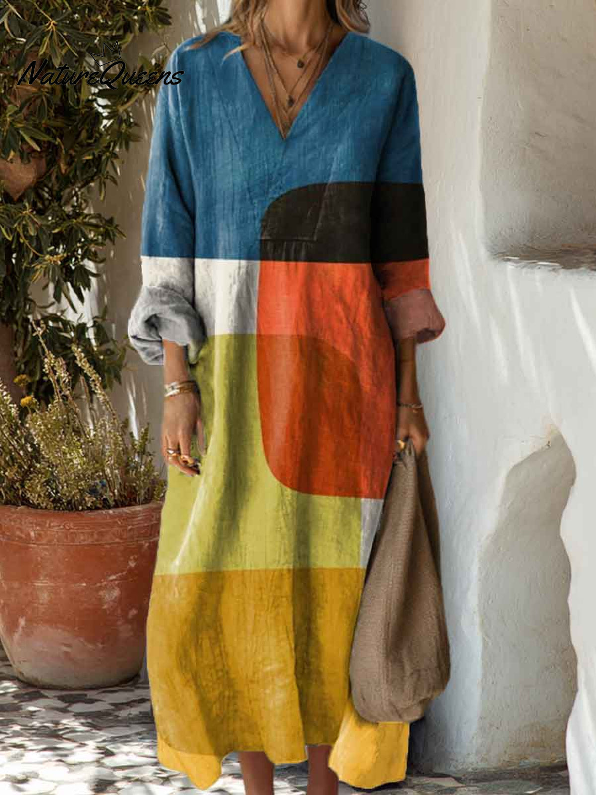 Women's Abstract Geometric Pattern Art Print Dress