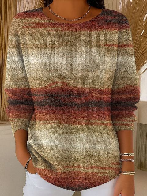 Women's Gradient Striped Casual Pullover Sweater
