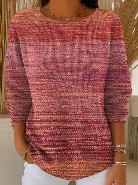 Women's Gradient Striped Casual Pullover Sweater