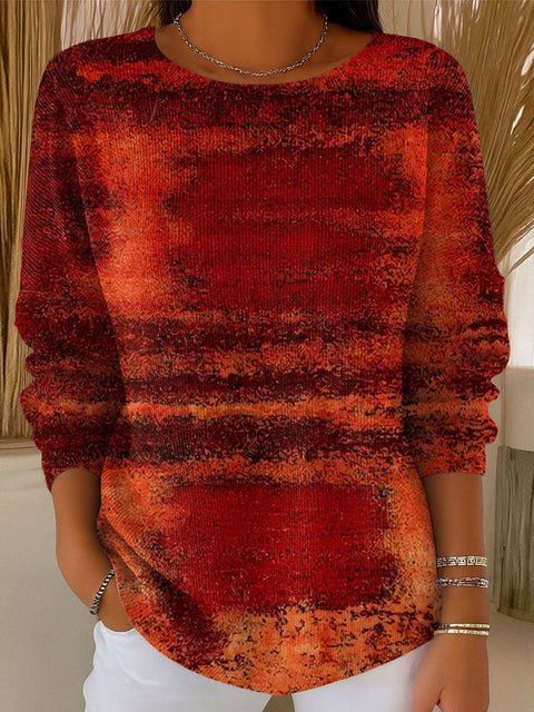 Women's Gradient Striped Casual Pullover Sweater