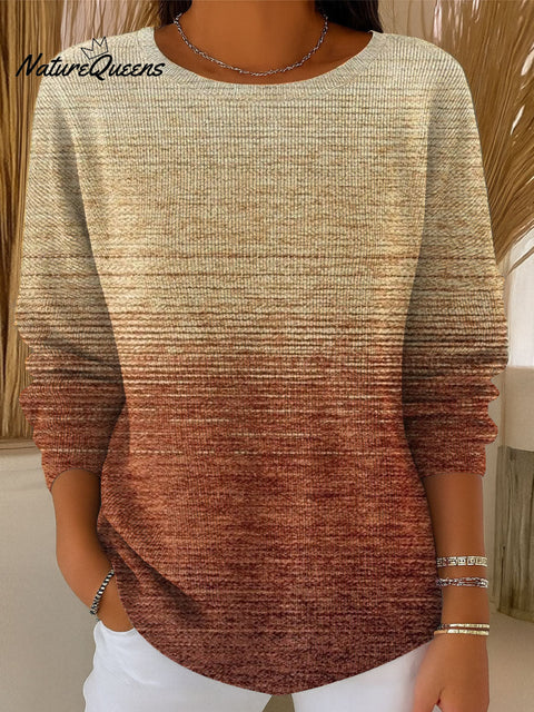 Women's Gradient Striped Casual Pullover Sweater