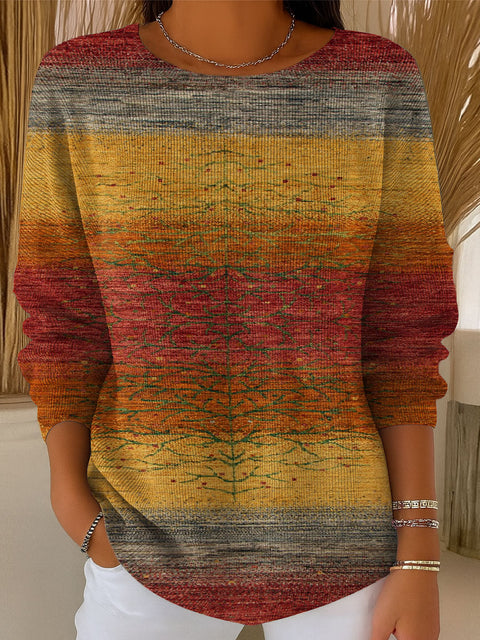 Women's Gradient Striped Casual Pullover Sweater