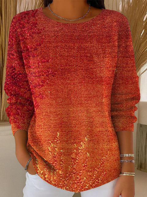 Women's Gradient Striped Casual Pullover Sweater