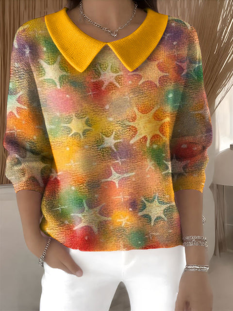 Women's Floral Flowers Casual Print Peter Pan Collar 3/4 Sleeve Sweater