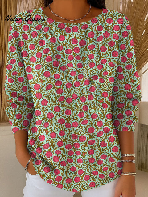 Women's Flowers Geometric Colors Casual Pullover Sweater