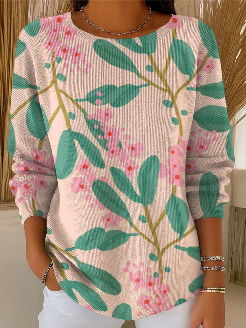 Women's Flowers Geometric Colors Casual Pullover Sweater