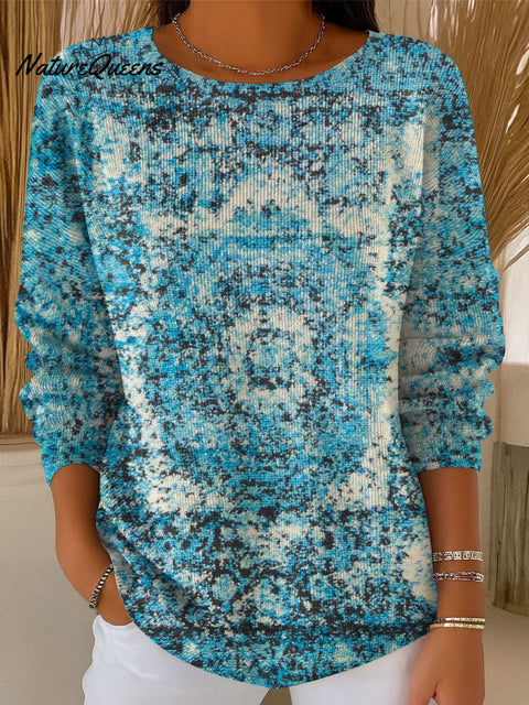 Women's Retro Pattern Casual Pullover Sweater