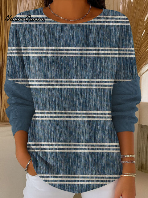 Women's Retro Pattern Casual Pullover Sweater