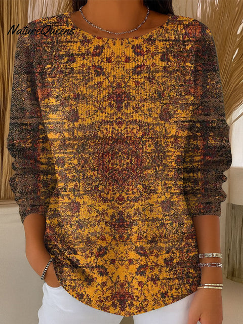 Women's Retro Pattern Casual Pullover Sweater