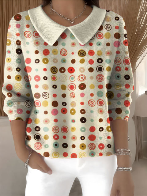 Women's Floral Flowers Casual Print Peter Pan Collar 3/4 Sleeve Sweater