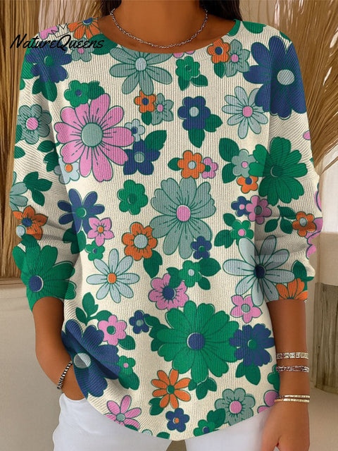 Women's Flowers Colors Casual Pullover Sweater