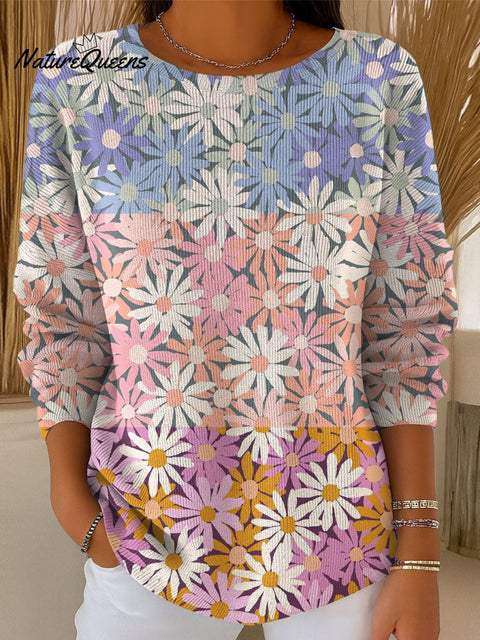 Women's Flowers Colors Casual Pullover Sweater