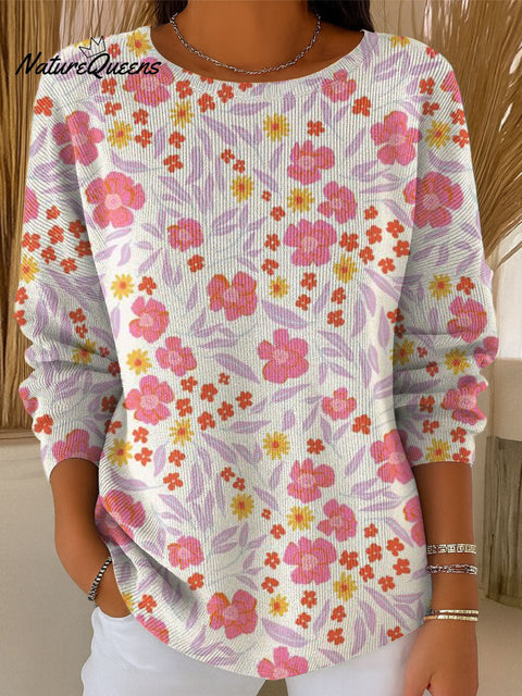 Women's Flowers Colors Casual Pullover Sweater
