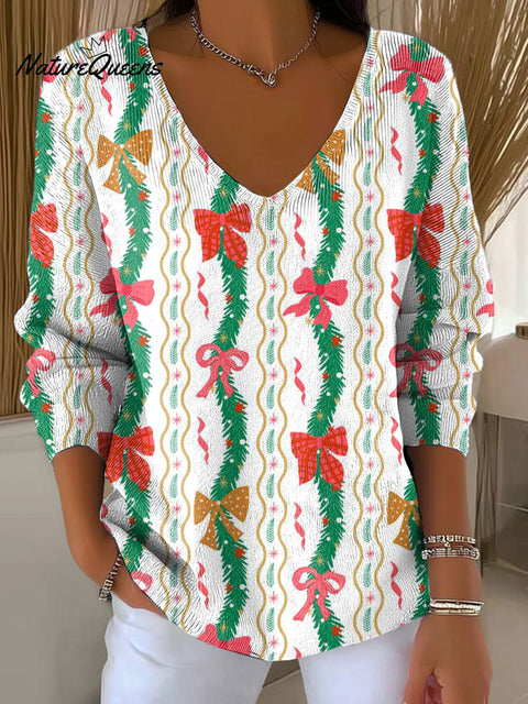 Women's Christmas Pattern Casual Print Pullover Sweater